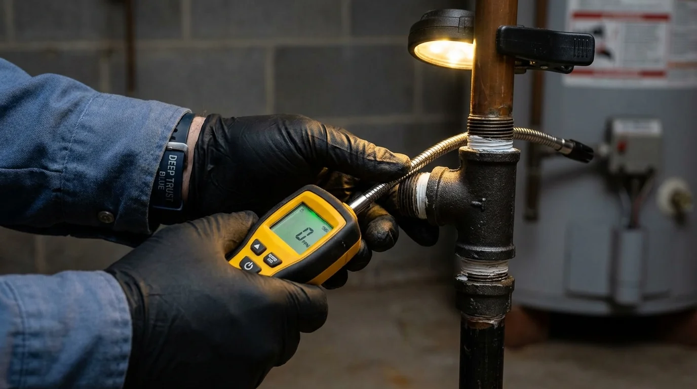 Gas leak detection with electronic sniffer by Johns Plumbing LLC in Maple Valley