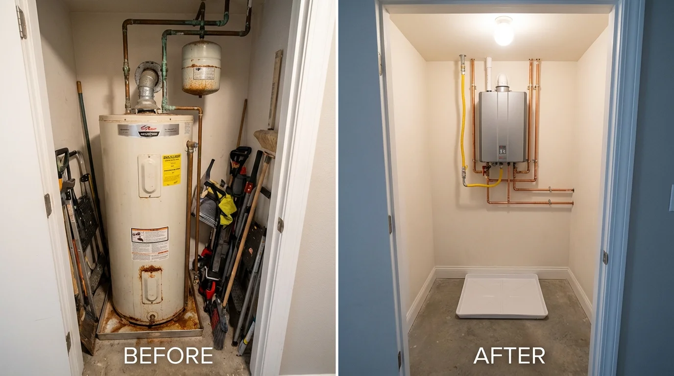 Tank water heater versus wall-mounted tankless unit comparison for Maple Valley, WA homeowners